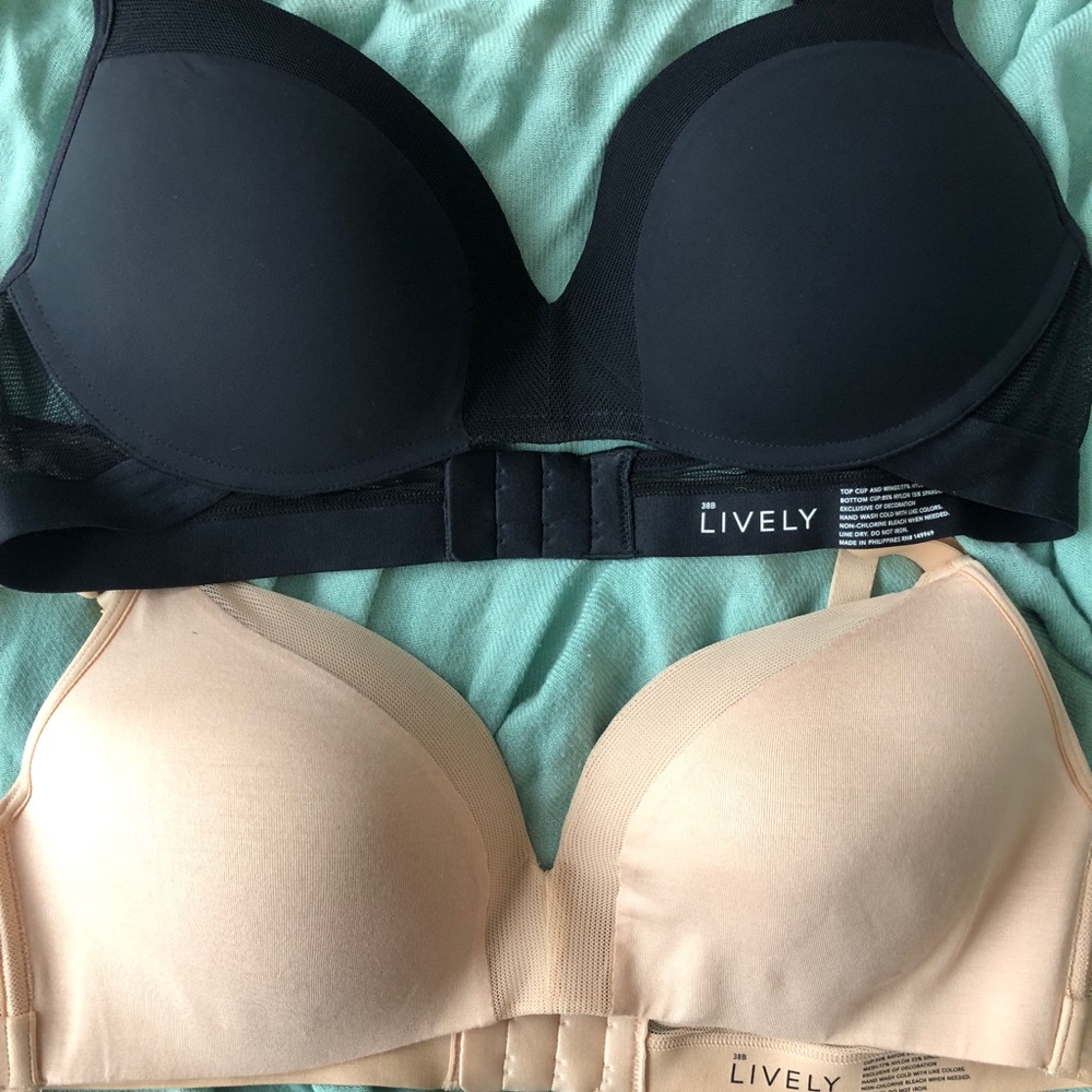 2 Lively Bras - Tan and Black. Great Quality!